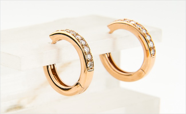 Rose gold and diamond hoops