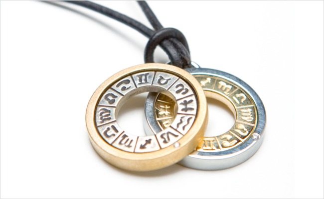 Two-tone gold Zodiac pendants