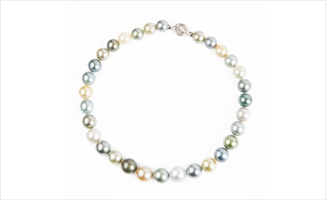 Multi-coloured strand of South Sea pearls