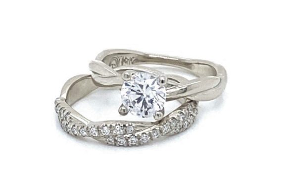 Braided solitaire diamond ring