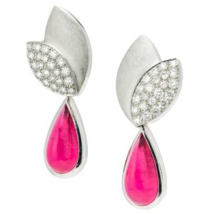 Lotus leaf diamond earrings