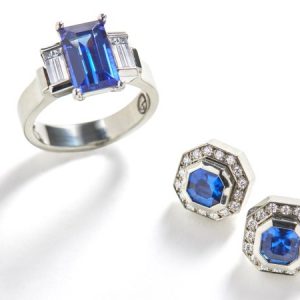 Tanzanite ring and sapphire earrings