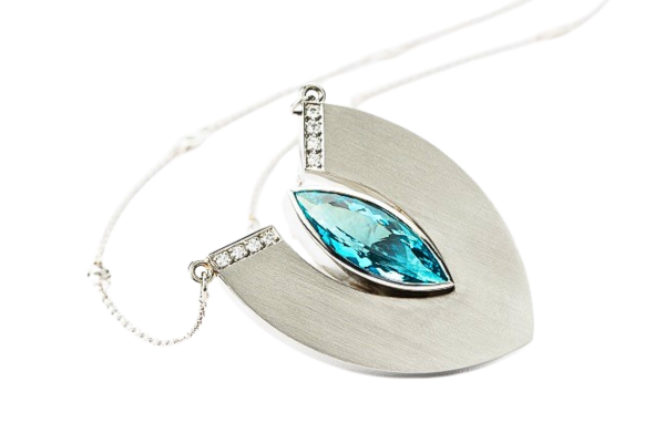 Aquamarine Marquise Pendant with Diamonds