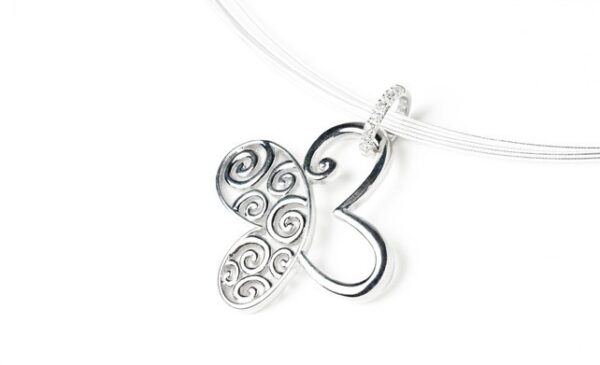 Silver Butterfly Pendant with Diamonds