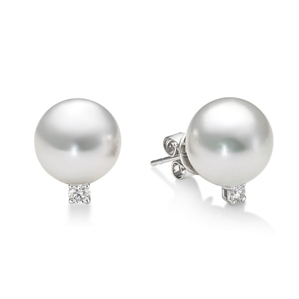 Pearl Studs with Diamonds