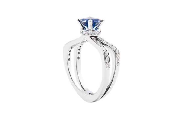 Perfume Bottle Ring with Blue Sapphire