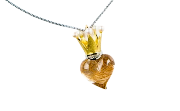 Queen of Hearts Rutilated Quartz Pendant