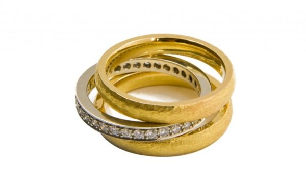 Stacked Hammered Diamond Bands