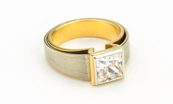 Two Tone Princess Cut Ring