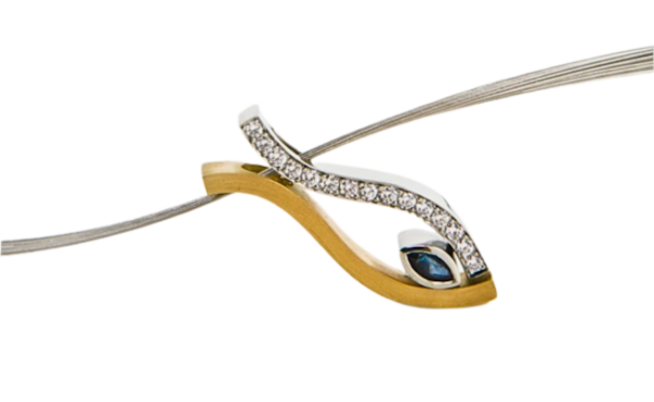 Two-Tone Pendant with Sapphire & Diamonds