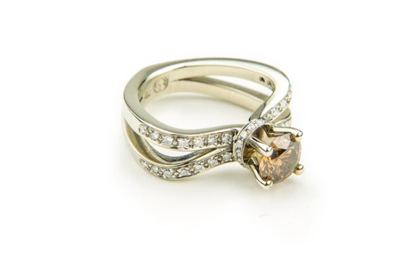Cognac Diamond Perfume Bottle Ring