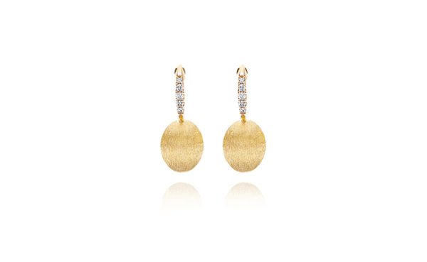 Hand-Engraved Gold Drop Earrings