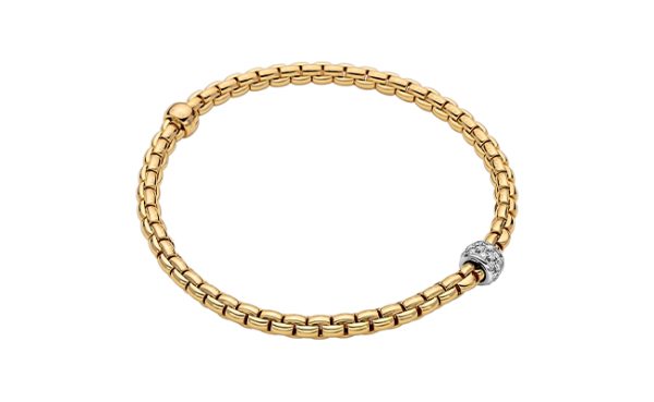 Yellow Gold Flex'it Eka Bracelet with Pavé Diamonds